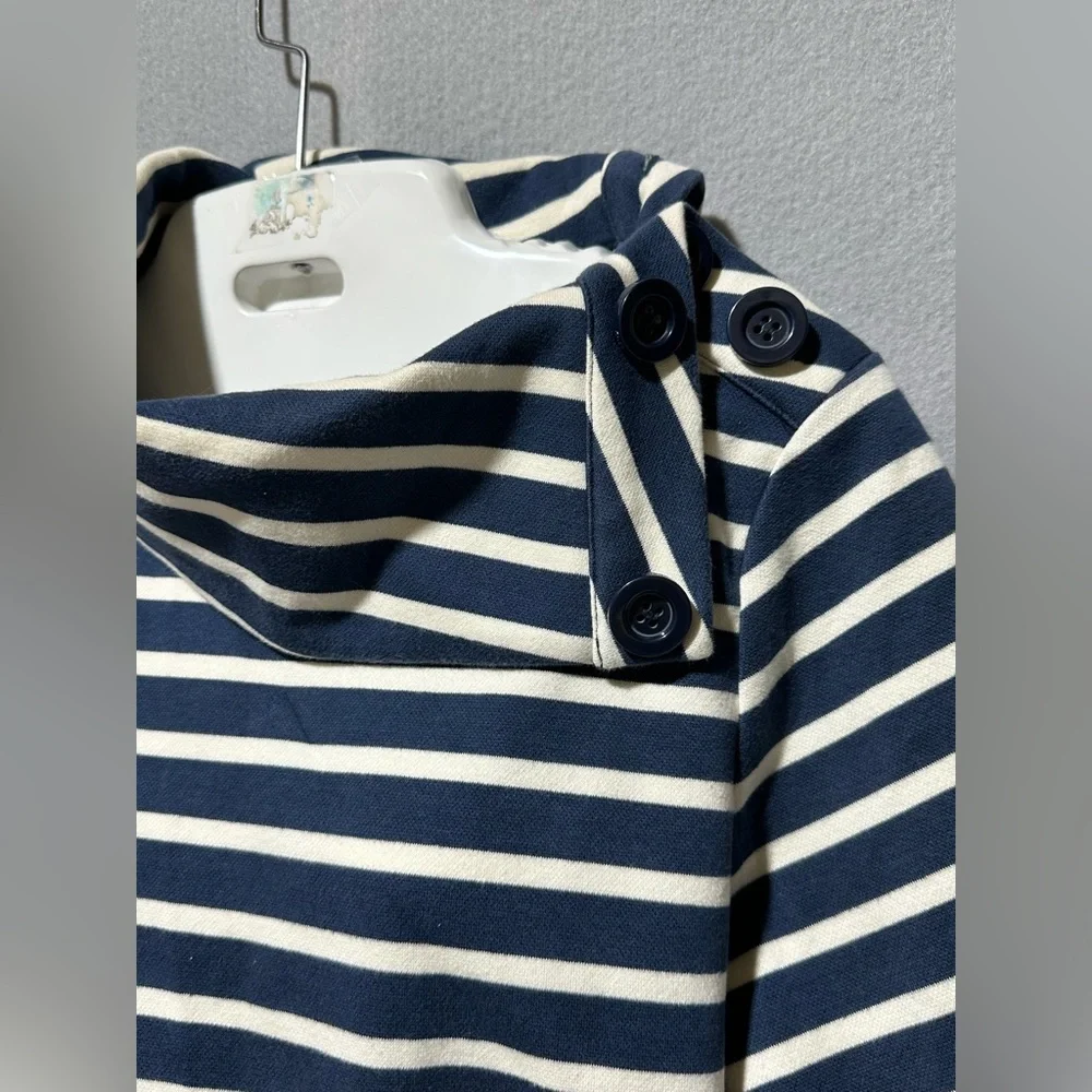 Kate Spade Stripe pointe tunic turtleneck knit top size medium Navy stripes